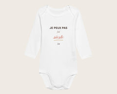 Body bébé « Je peux pas, j'ai sieste » personnalisé
