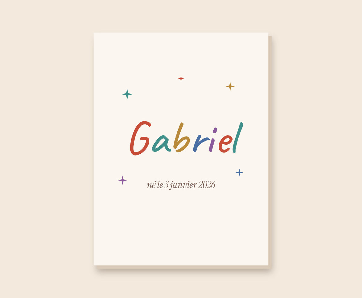 Affiche prénom enfant personnalisée pour la chambre – Toile 30×40 cm