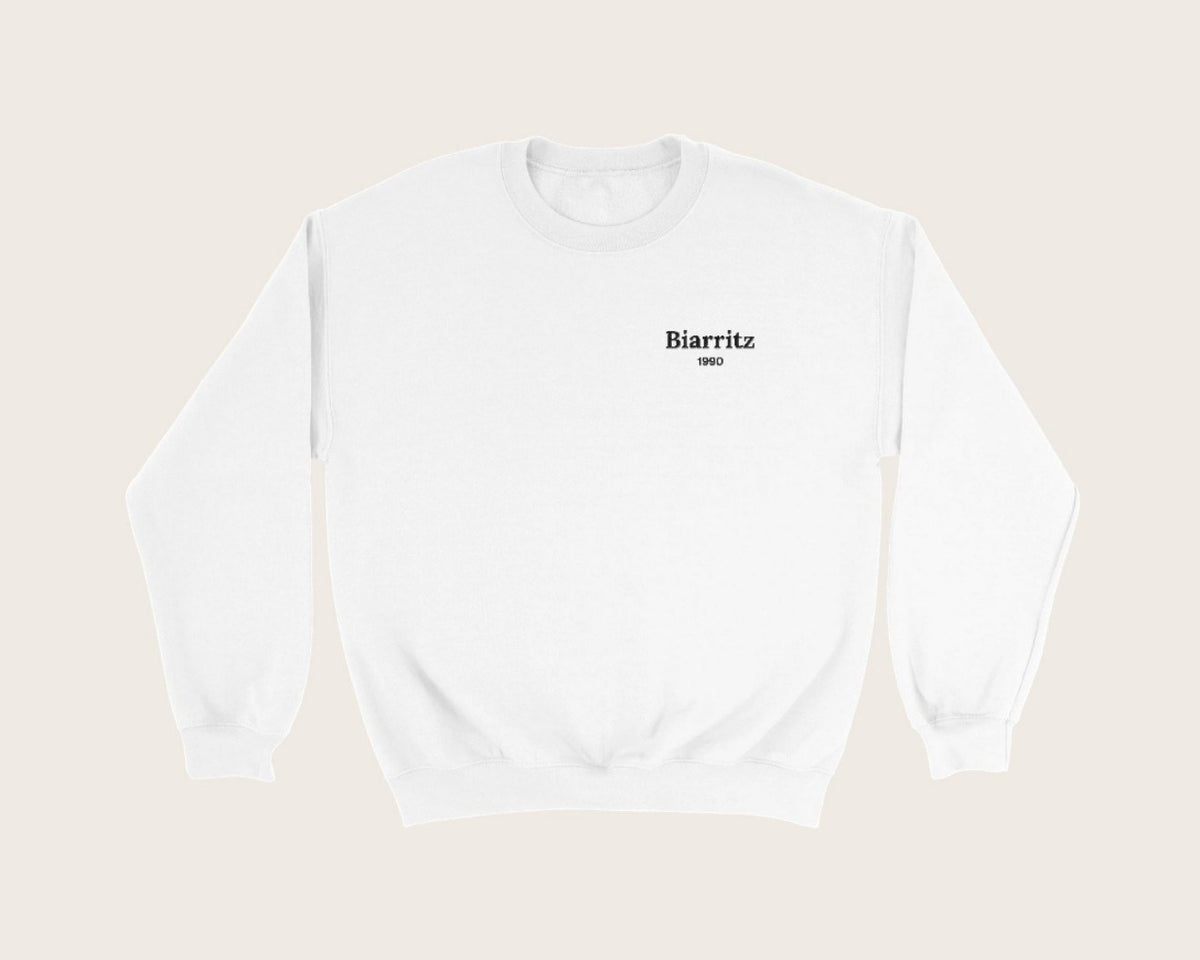 Sweat brodé ville et année personnalisé – sweat col rond blanc