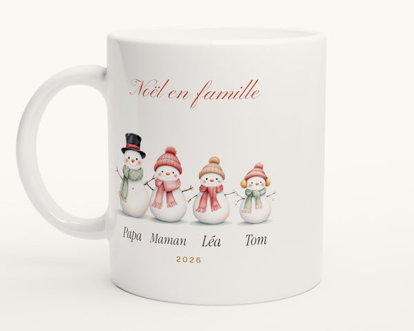 Mug bonshommes de neige de la famille personnalisé – photo produit