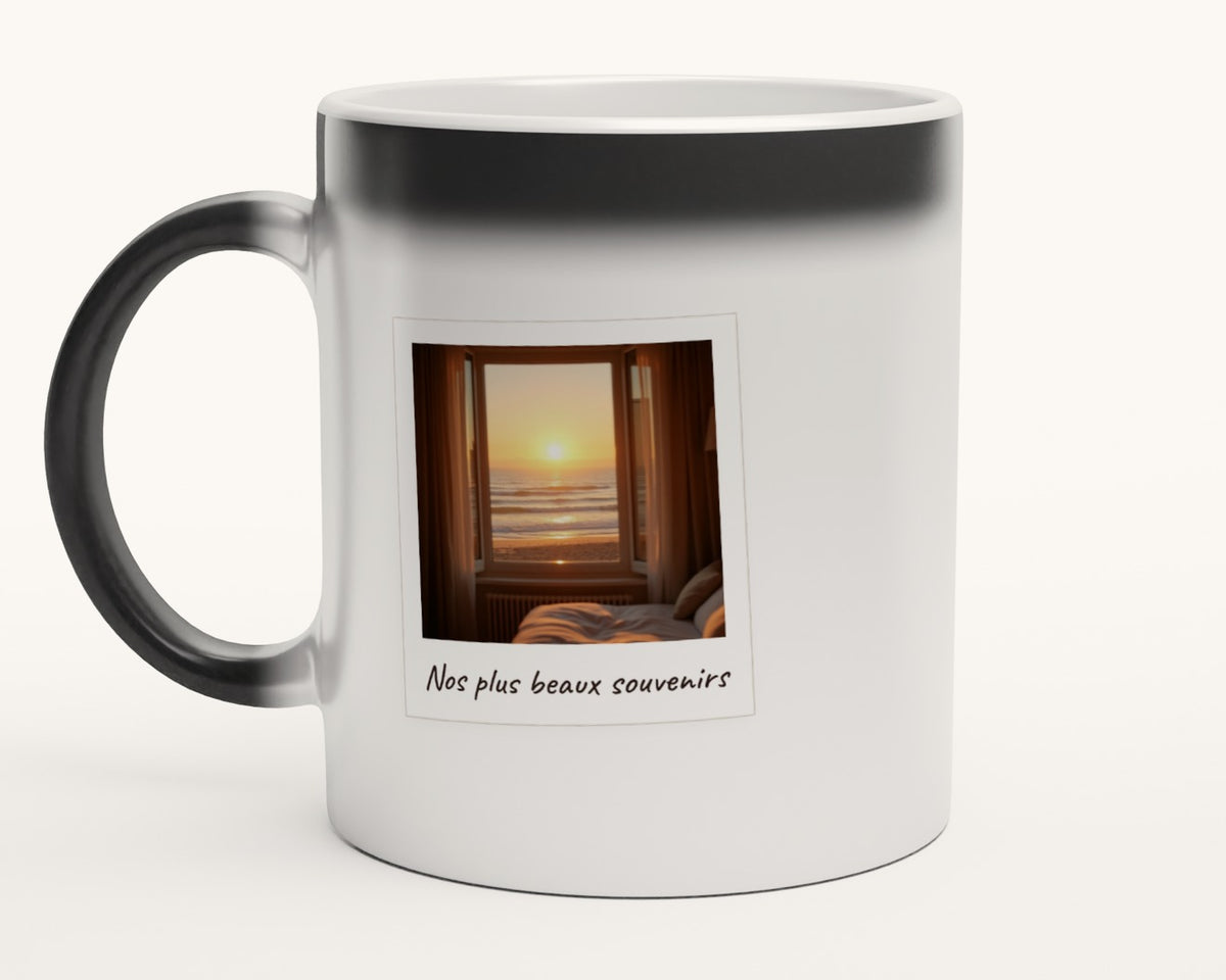 Mug photo polaroid personnalisé avec légende – mug magique
