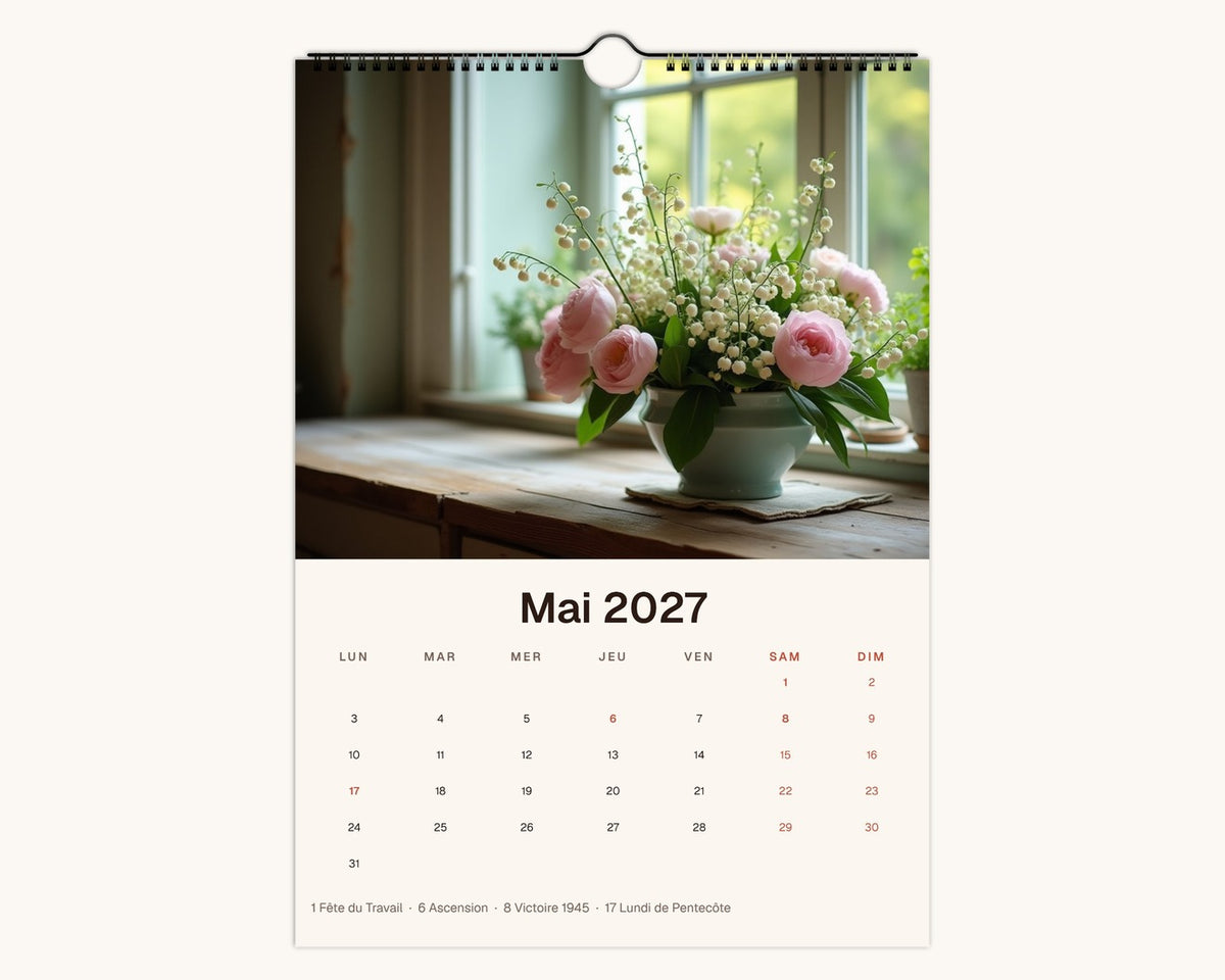 Calendrier photo 2027 de couple personnalisé – page de mai