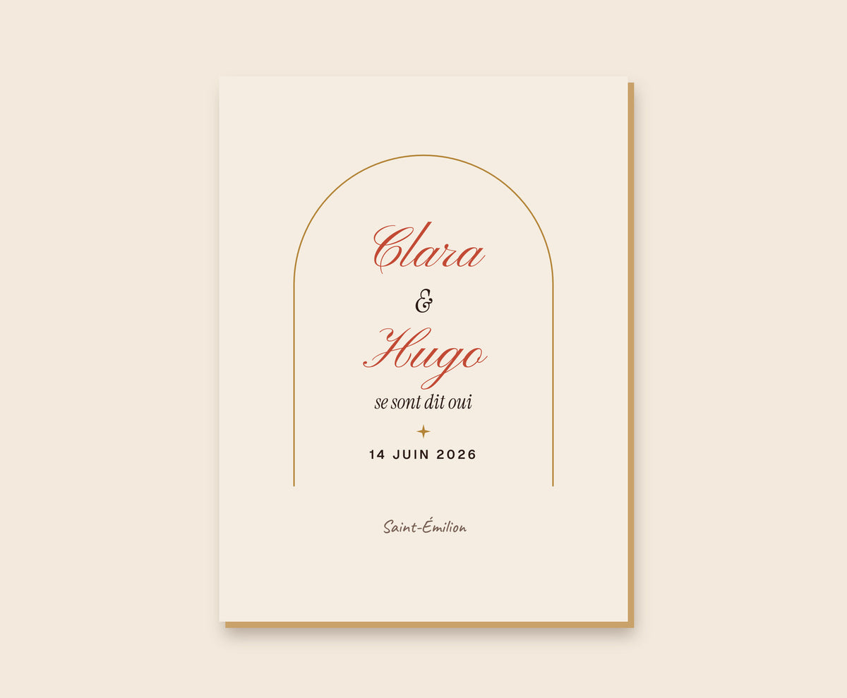 Affiche de mariage personnalisée avec prénoms, date et lieu – Tableau bois 30×40 cm