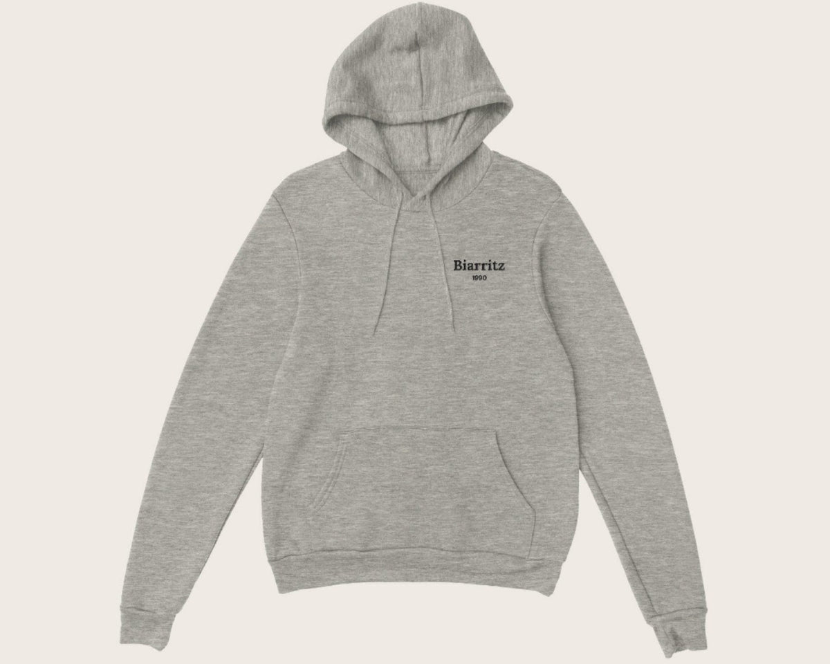 Sweat brodé ville et année personnalisé, version sweat à capuche