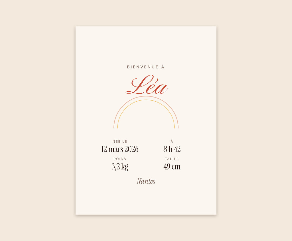 Affiche de naissance personnalisée – Affiche 30×40 cm