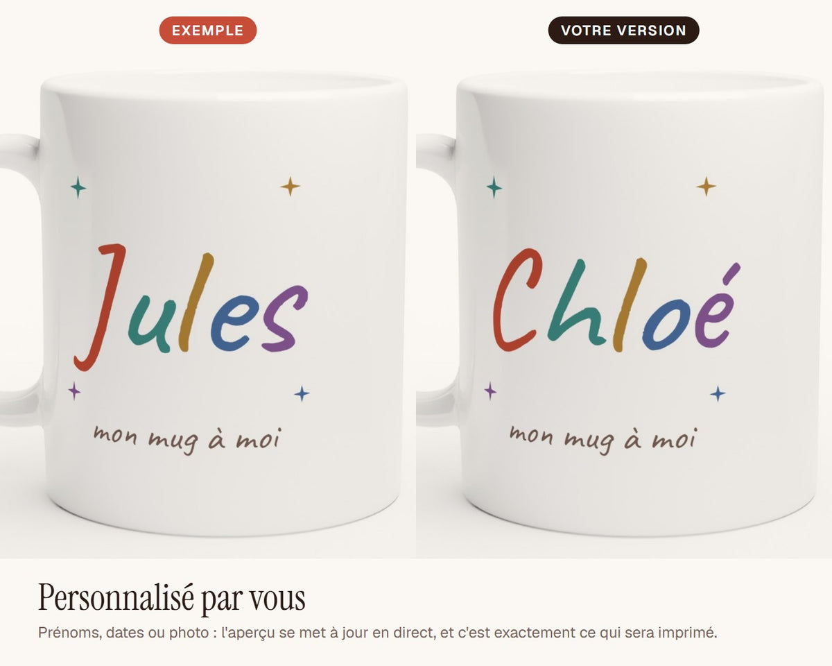 Mug enfant personnalisé avec son prénom – exemple de personnalisation