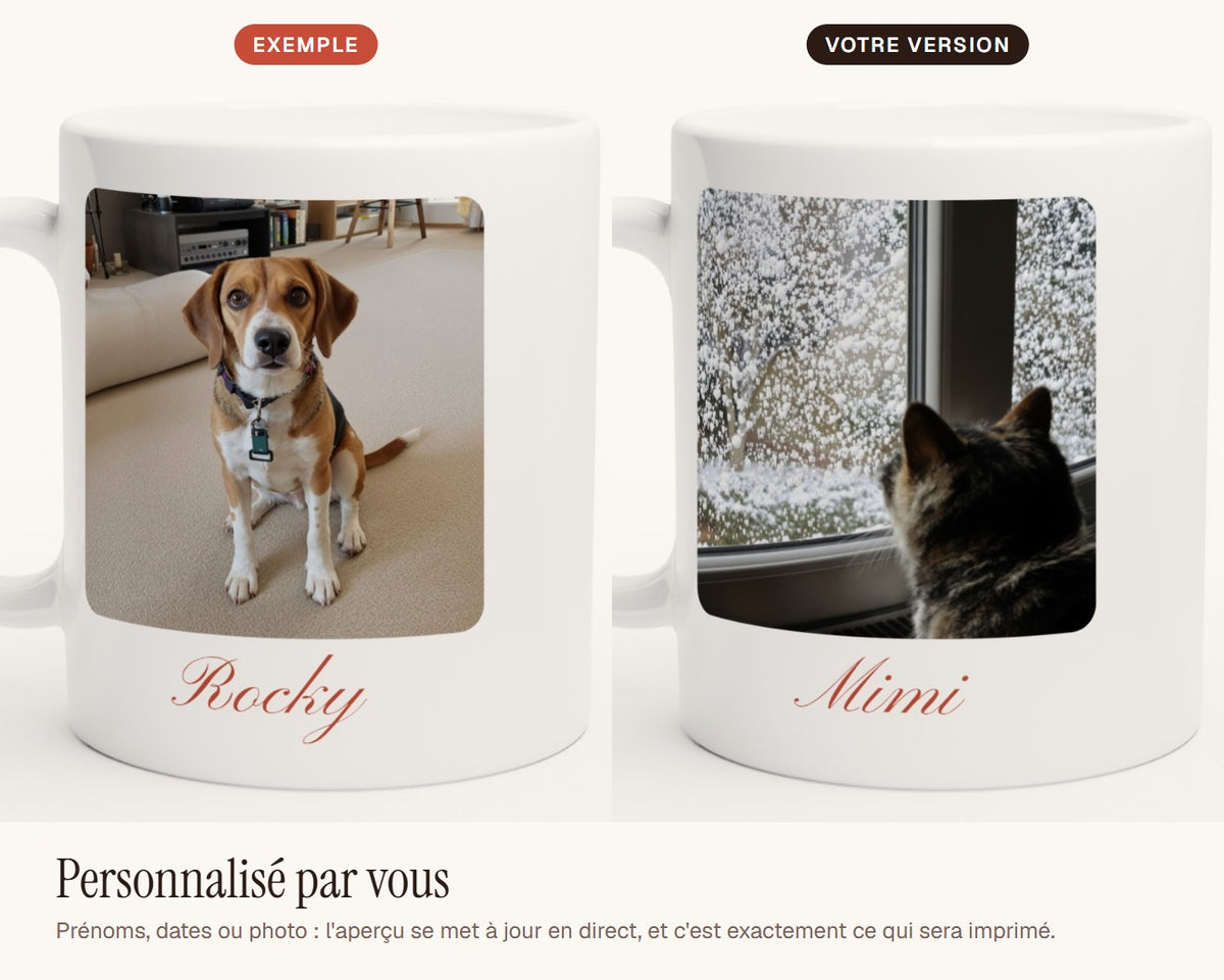 Mug photo personnalisé avec texte – exemple de personnalisation