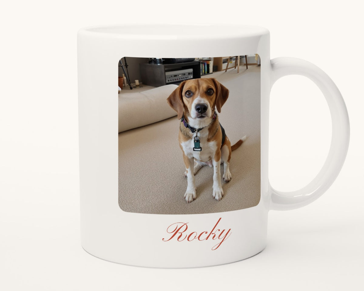 Mug photo personnalisé avec texte – autre face, anse à droite