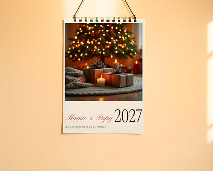 Calendrier 2027 personnalisé « Mamie & Papy » avec les anniversaires