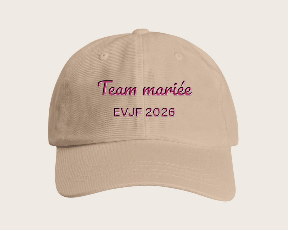 Casquette EVJF brodée « Team mariée » personnalisée – sable