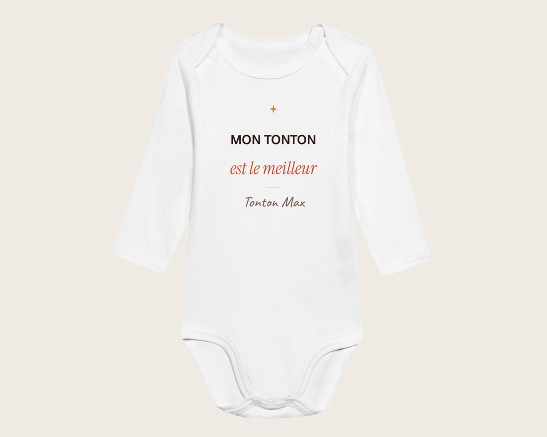 Body bébé « Mon tonton est le meilleur » personnalisé – body manches longues blanc