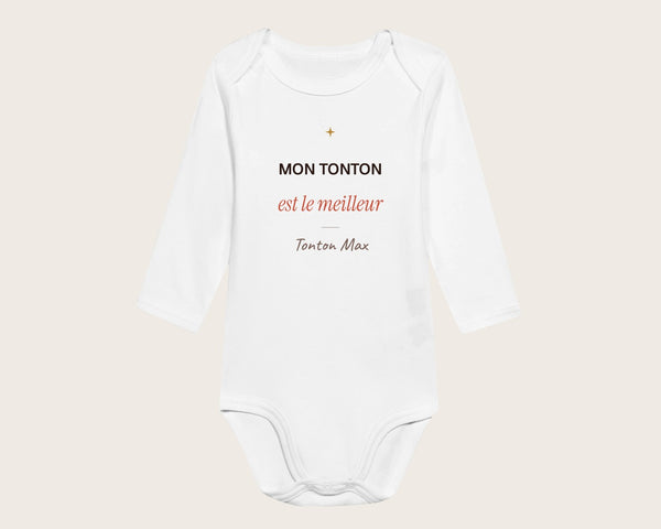 Body bébé « Mon tonton est le meilleur » personnalisé – body manches longues blanc