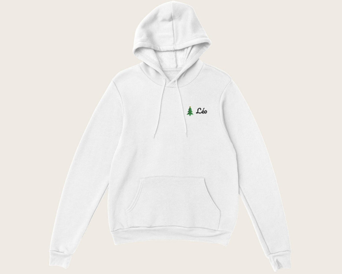 Sweat de Noël brodé avec prénom, version sweat à capuche