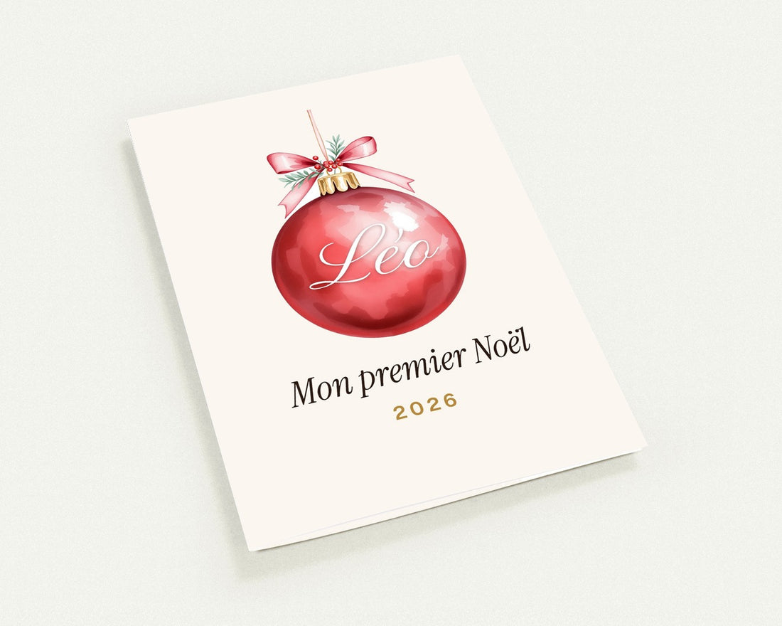 Carte « Mon premier Noël » bébé personnalisée (lot de 10) – carte pliée A6