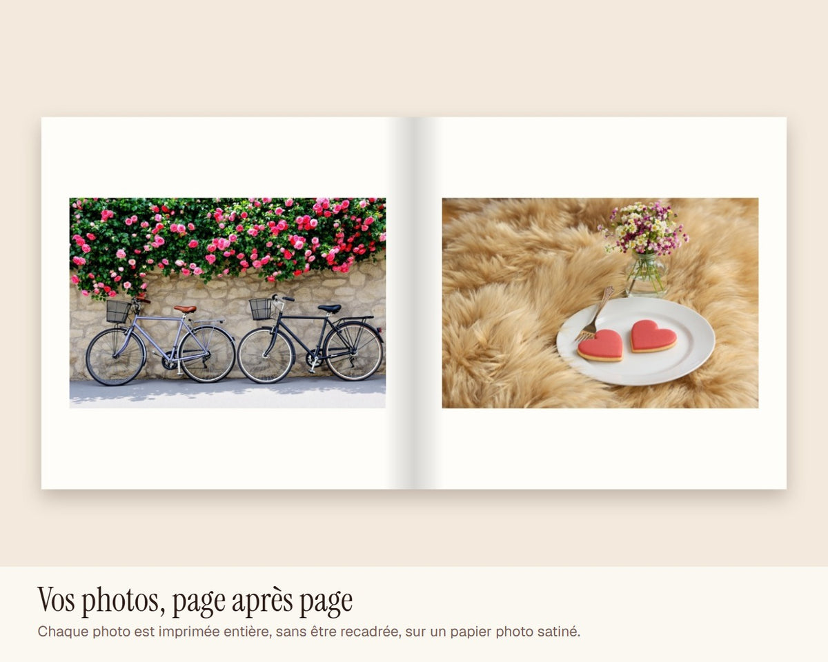 Livre photo de couple personnalisé « Notre histoire » – double page