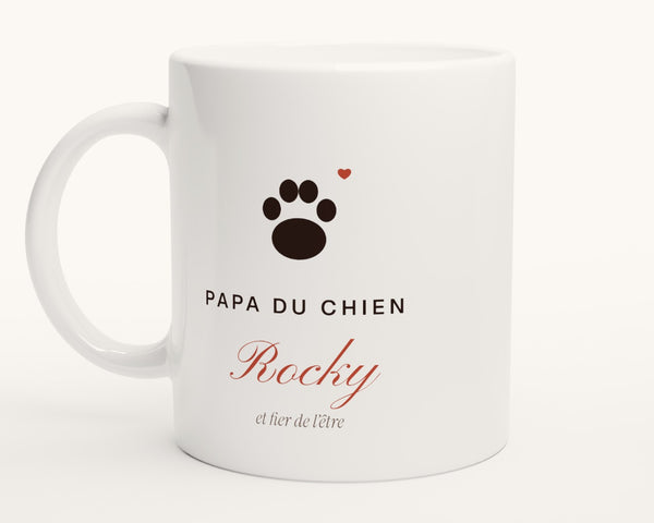 Mug « Papa du chien » personnalisé avec son nom – photo produit