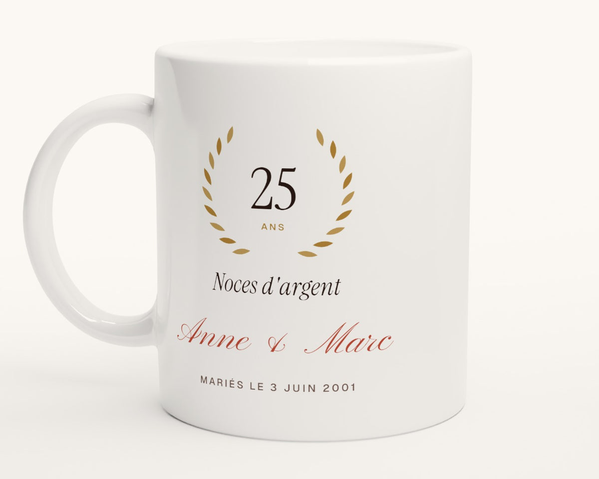 Mug anniversaire de mariage personnalisé (noces) – photo produit