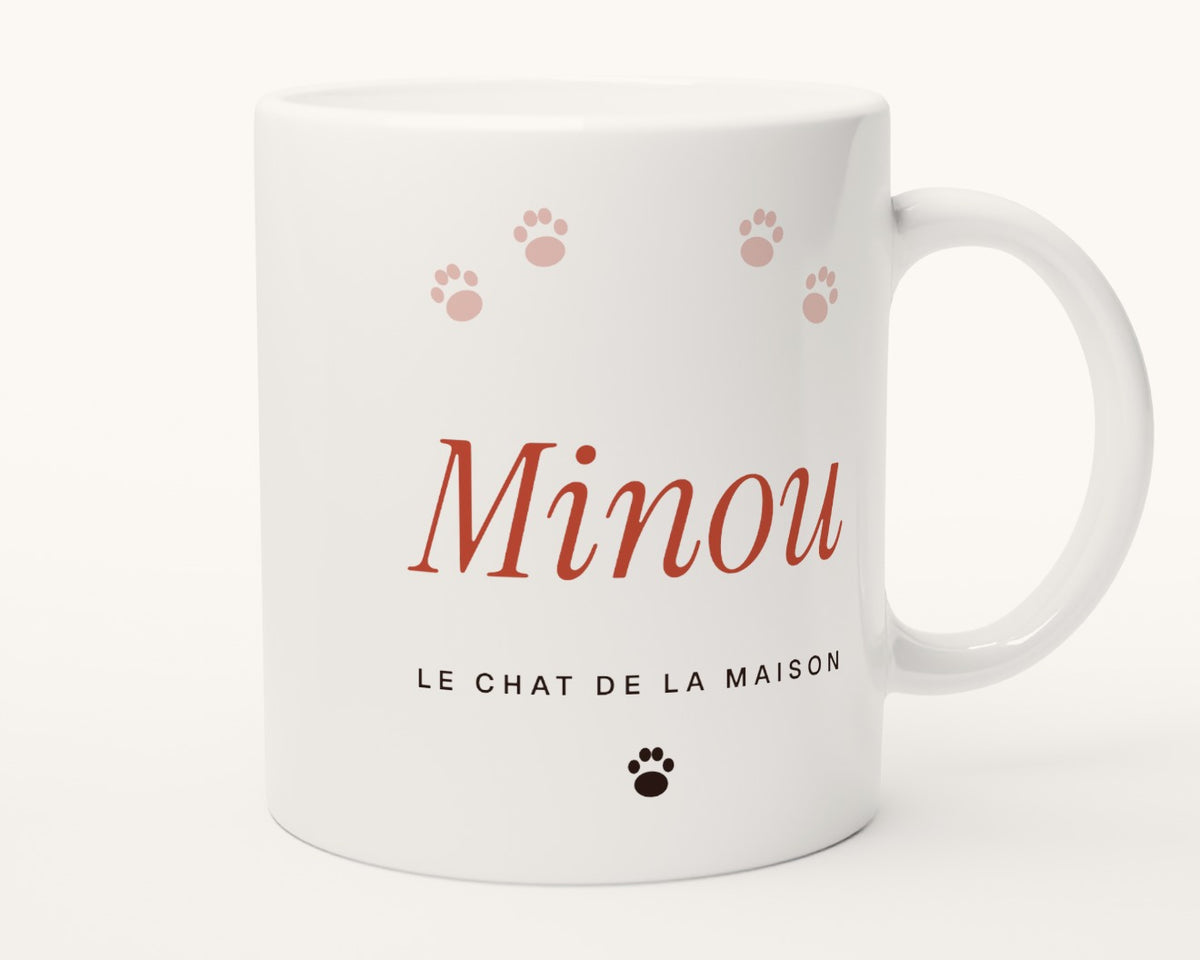 Mug « Le chat de la maison » personnalisé – autre face, anse à droite