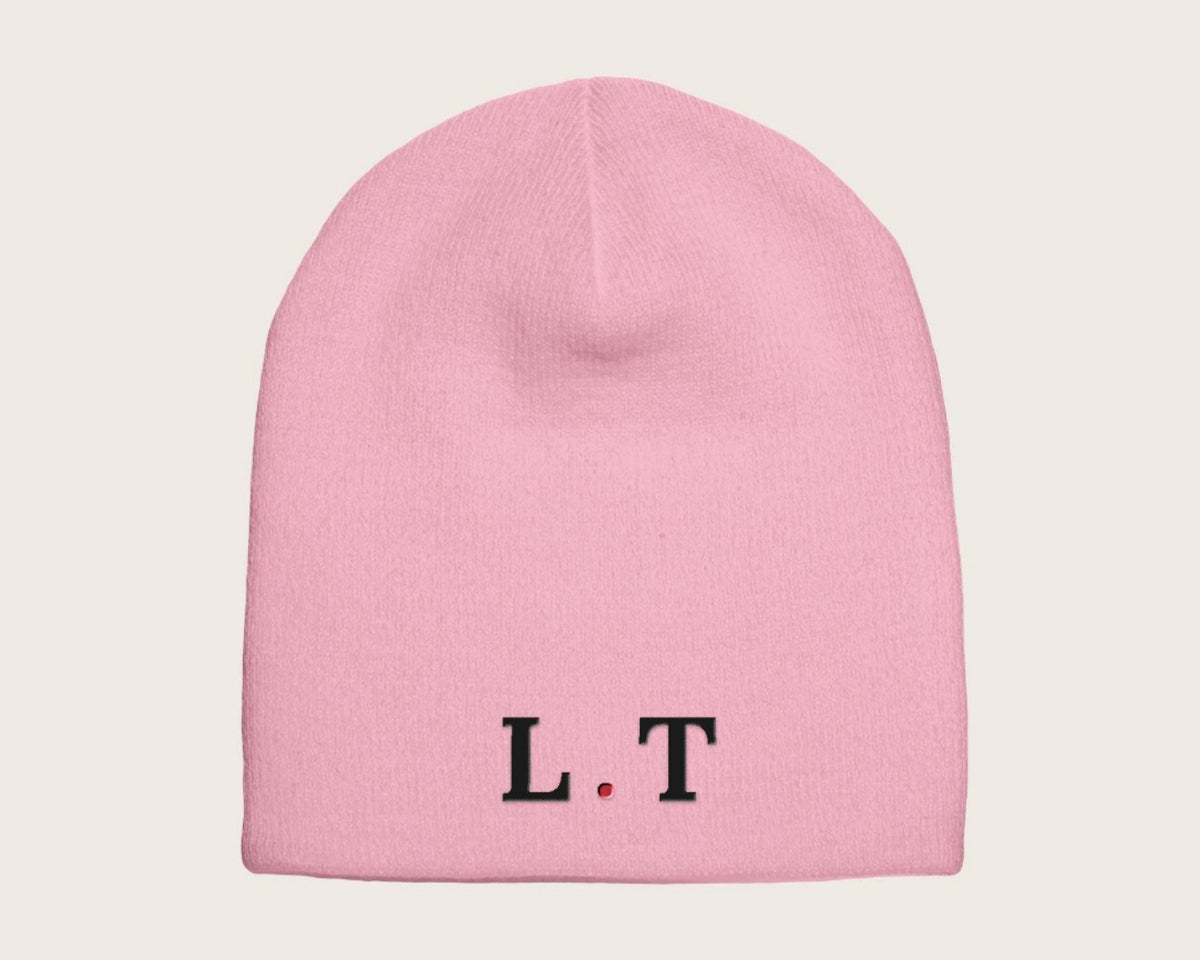 Bonnet brodé initiales – rose pâle