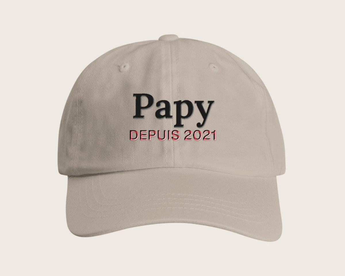 Casquette brodée « Papy depuis… » personnalisée – pierre