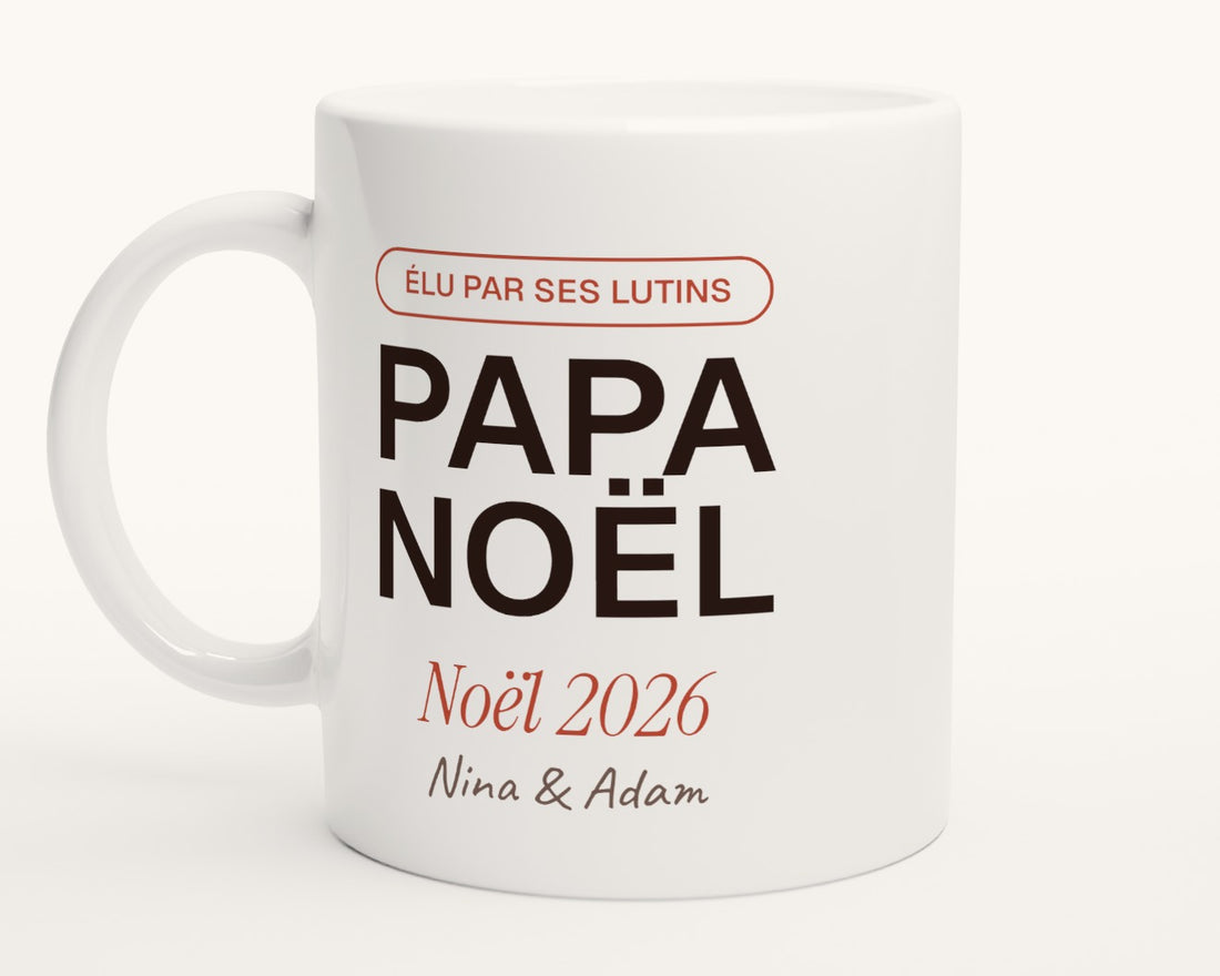 Mug « Papa Noël » personnalisé avec les prénoms des enfants – photo produit