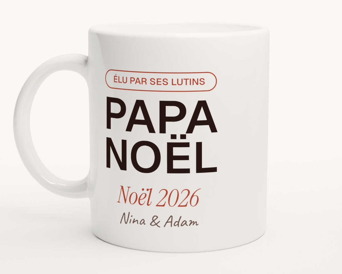 Mug « Papa Noël » personnalisé avec les prénoms des enfants – photo produit