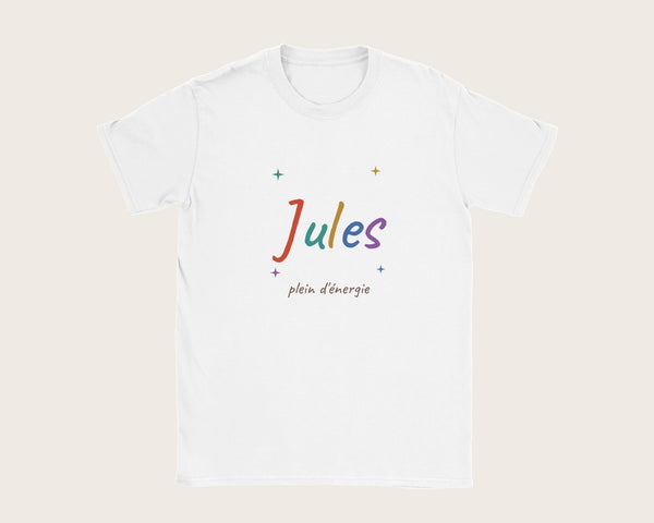 T-shirt enfant personnalisé avec son prénom en couleurs – t-shirt enfant blanc