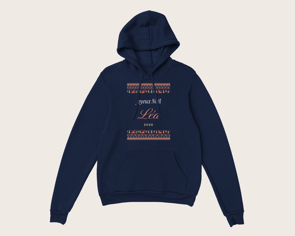 Pull de Noël personnalisé avec prénom (sweat) – sweat à capuche marine