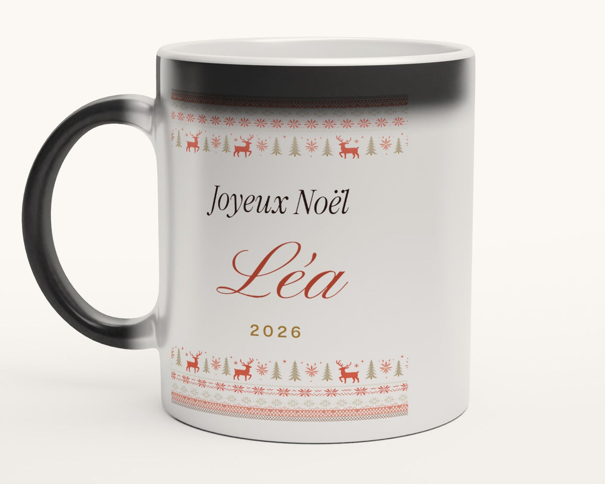 Mug « Pull de Noël » personnalisé avec prénom – mug magique