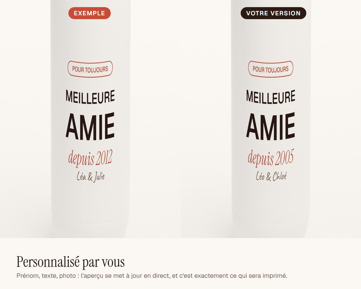 Gourde « Meilleure amie » personnalisée – exemple de personnalisation