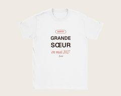 T-shirt « Grande sœur » personnalisé pour annoncer une naissance