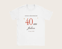 T-shirt anniversaire personnalisé avec l'âge et le prénom