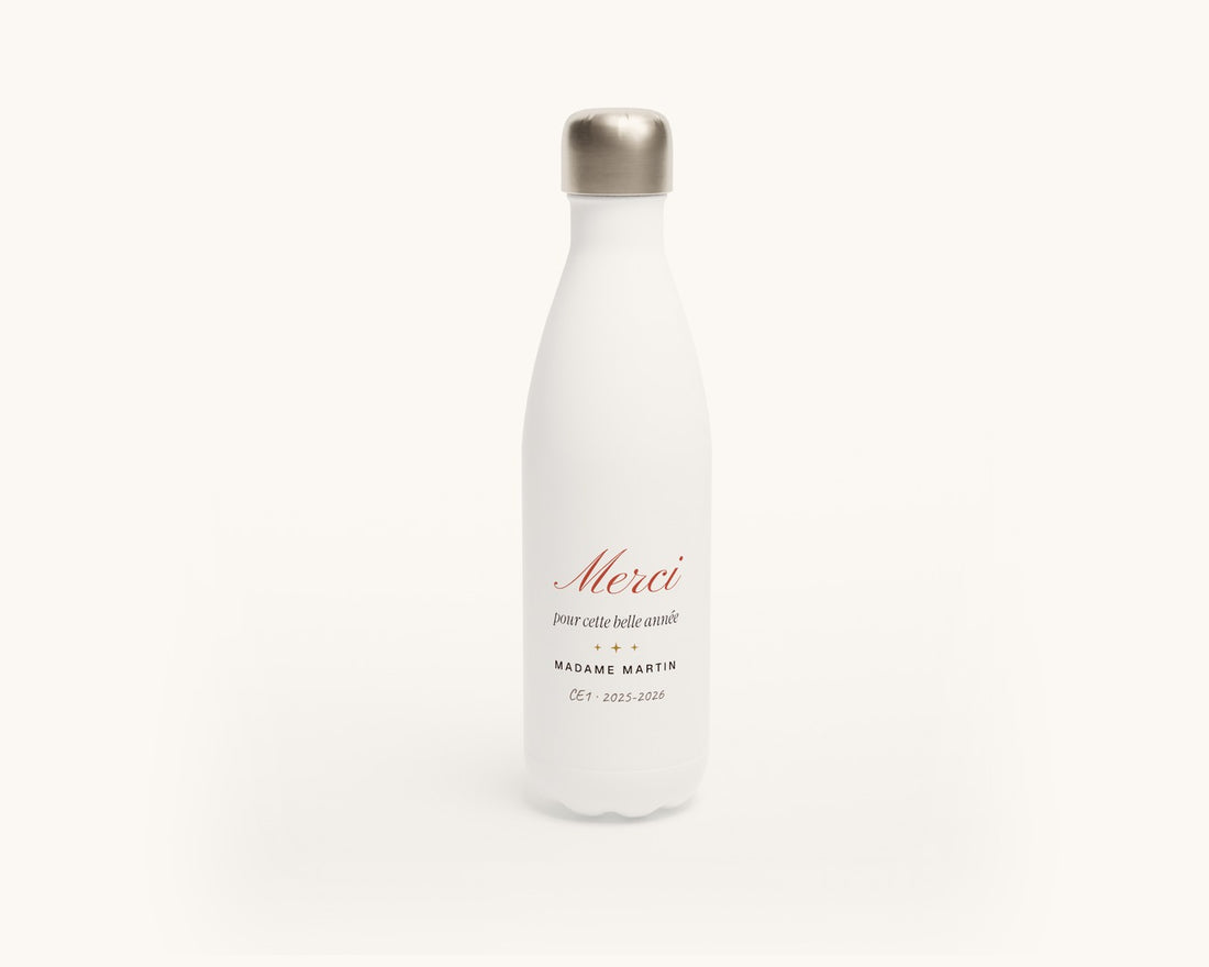 Gourde « Merci » personnalisée pour professeur – gourde en inox 500 ml