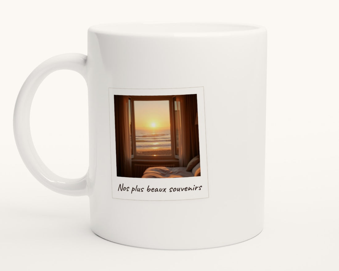 Mug photo polaroid personnalisé avec légende – photo produit