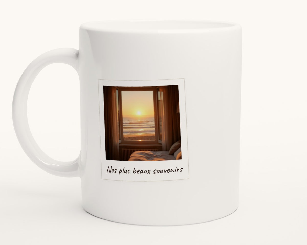 Mug photo polaroid personnalisé avec légende – photo produit