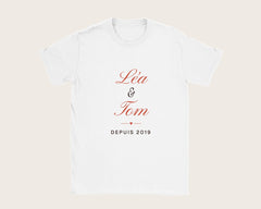 T-shirt couple personnalisé avec vos prénoms