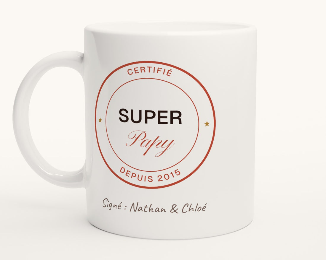 Mug « Super Papy certifié » personnalisé – photo produit