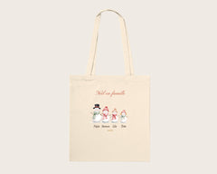 Tote bag de Noël bonshommes de neige personnalisé