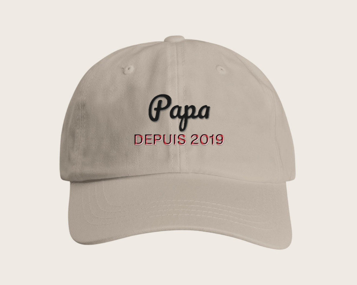 Casquette brodée « Papa depuis… » personnalisée – pierre