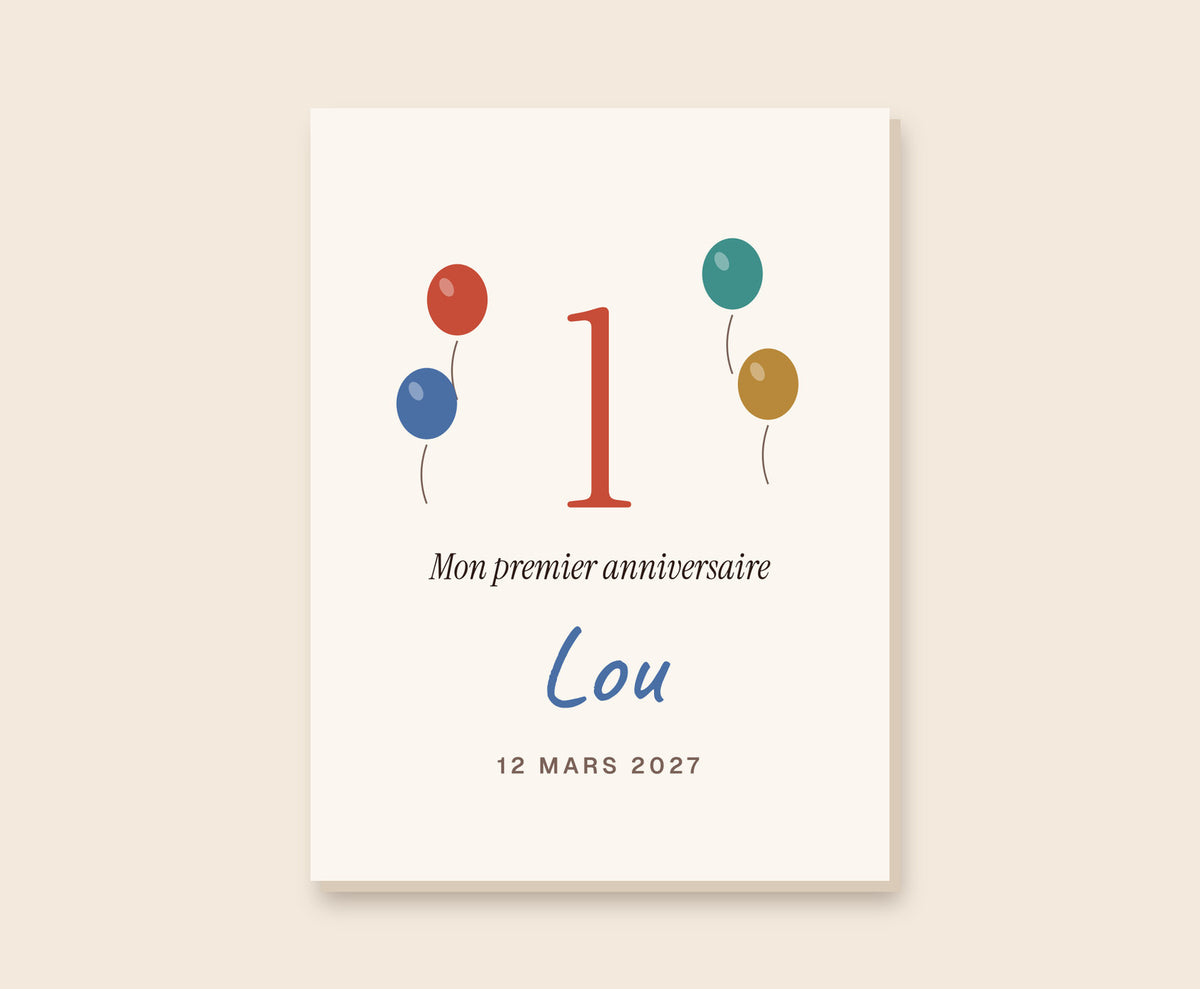 Affiche « Mon premier anniversaire » personnalisée – Toile 30×40 cm