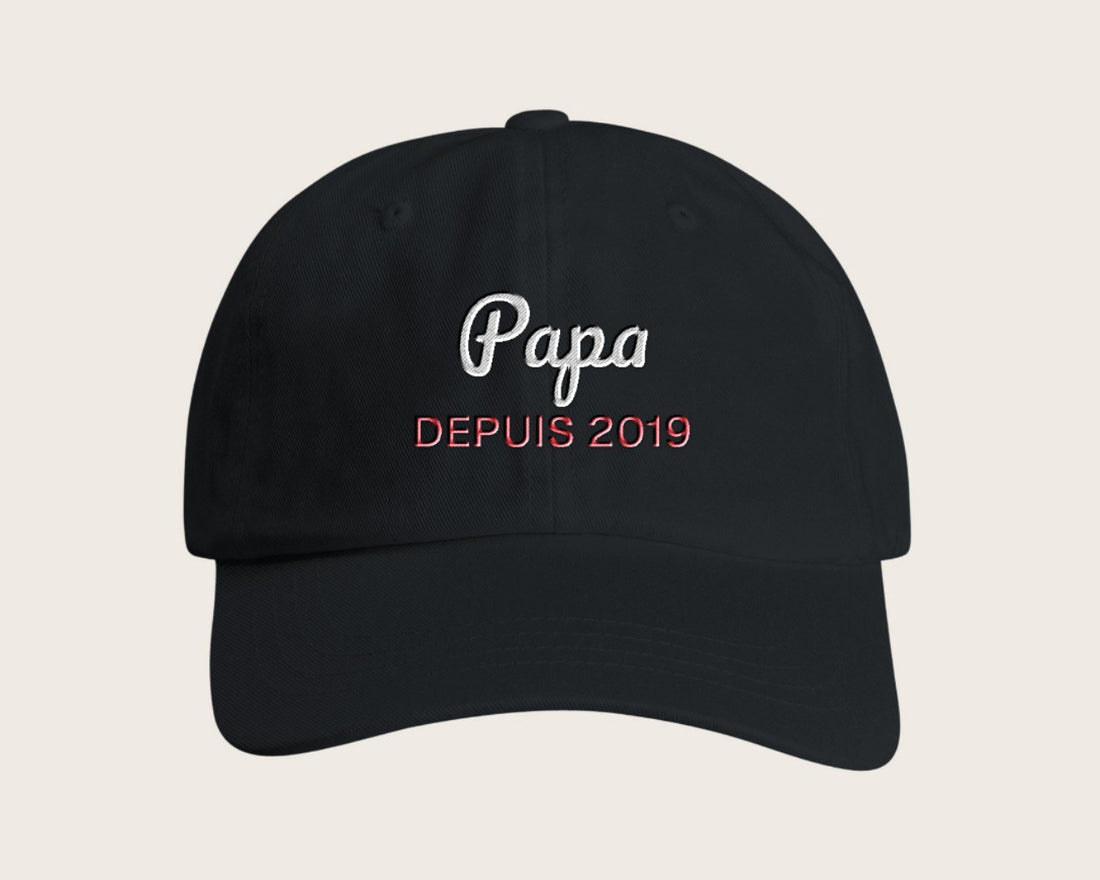 Casquette brodée « Papa depuis… » personnalisée