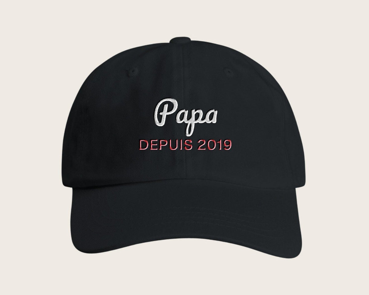 Casquette brodée « Papa depuis… » personnalisée
