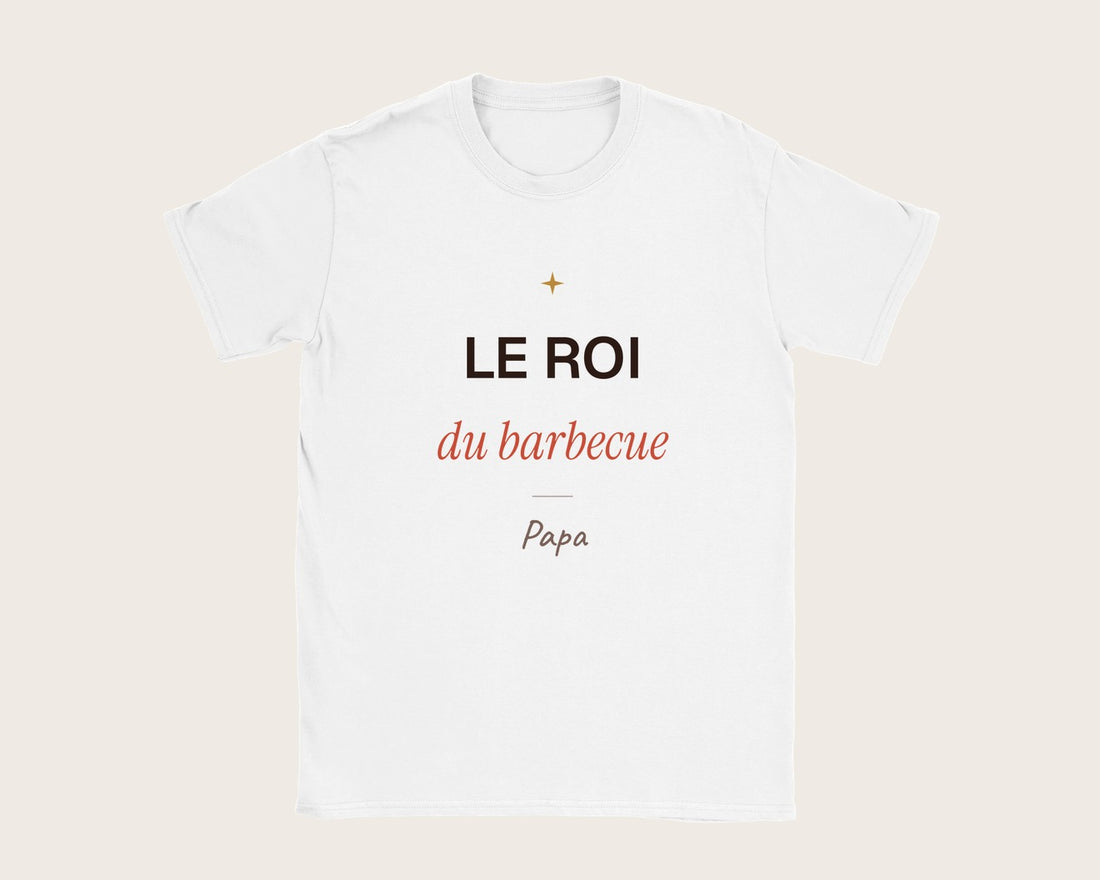 T-shirt humour « Le roi du barbecue » personnalisé – t-shirt blanc