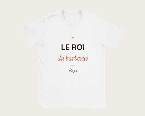T-shirt humour « Le roi du barbecue » personnalisé – t-shirt blanc
