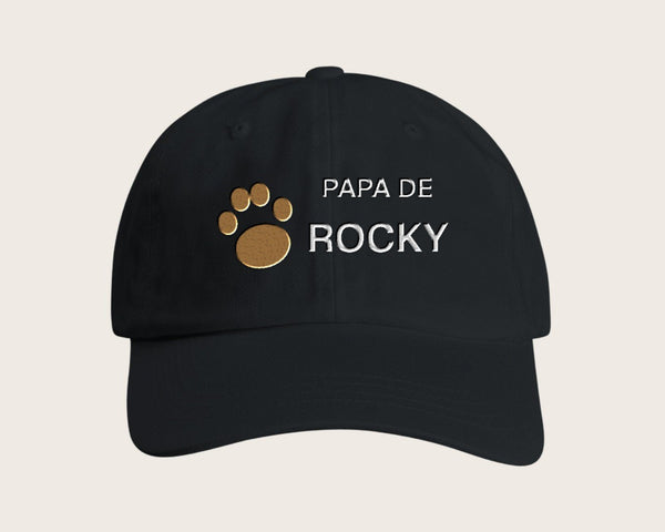Casquette brodée « Papa de » avec le nom de votre chien