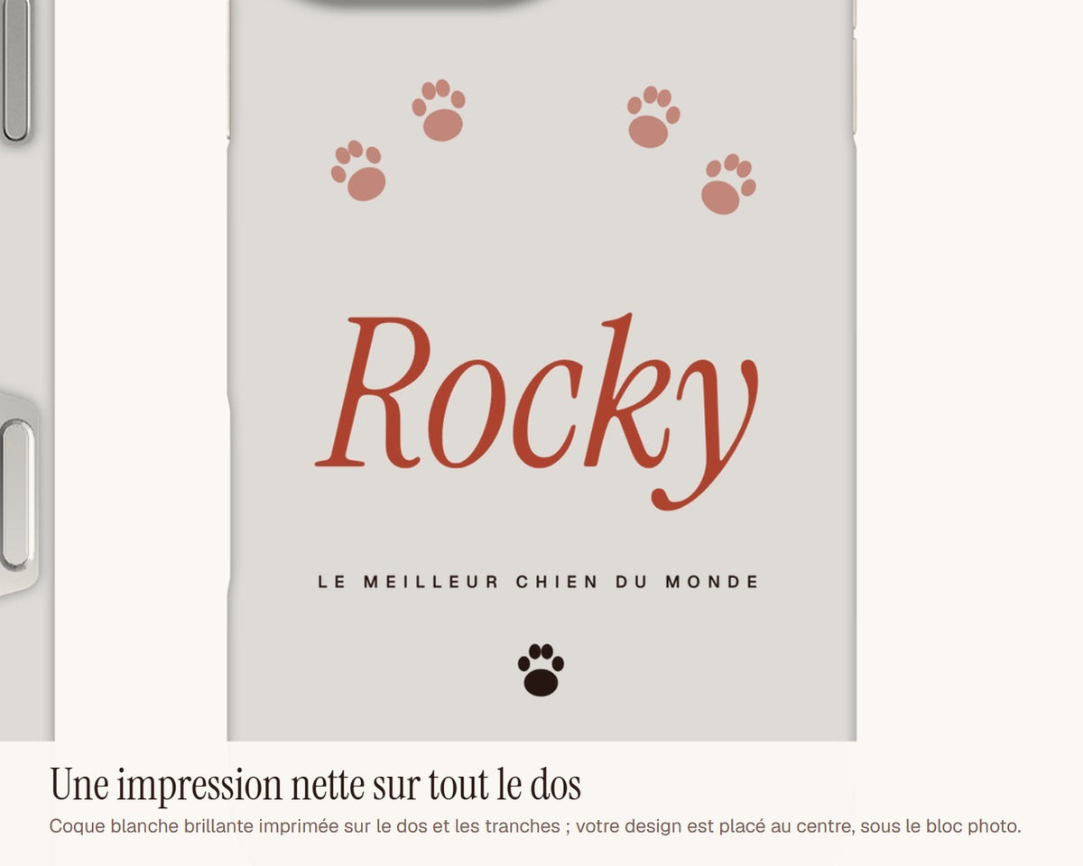 Coque de téléphone personnalisée pour les amoureux des chiens – gros plan sur l'impression