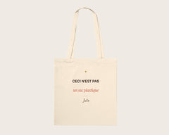 Tote bag humour « Ceci n'est pas un sac plastique » personnalisé