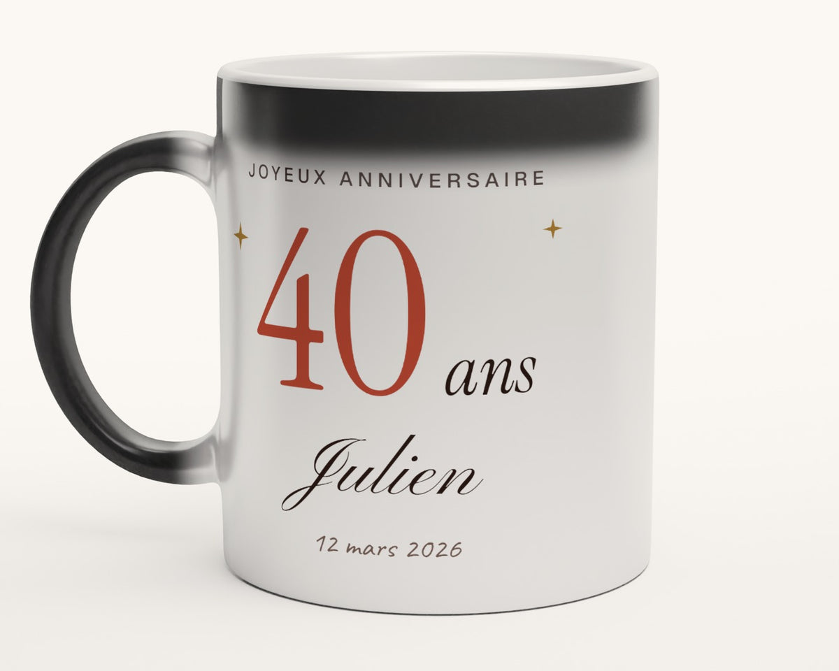 Mug personnalisé anniversaire avec l'âge et le prénom – mug magique