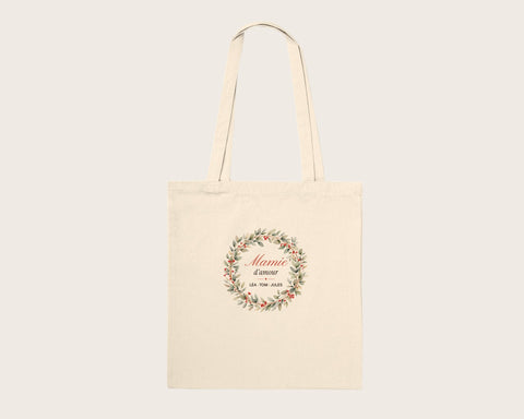 Tote bag personnalisé « Mamie » avec les prénoms des petits-enfants – tote bag en coton naturel