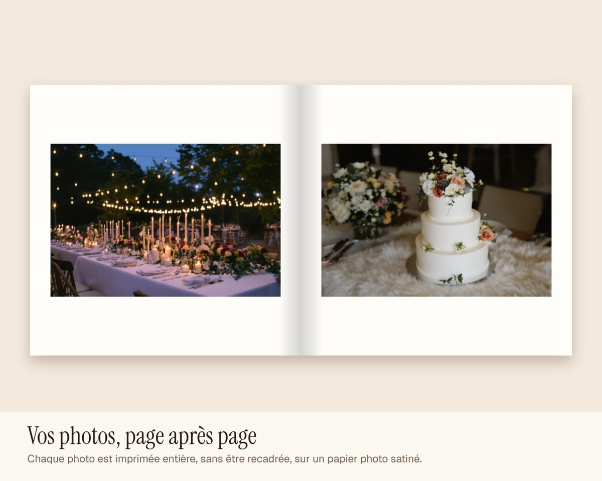 Livre photo de mariage personnalisé avec vos prénoms et la date – double page